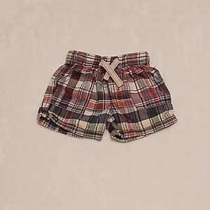 Place Madras Plaid Baby Shorts Size 9-12mos. Red Gray Mint Green Plaid Preppy